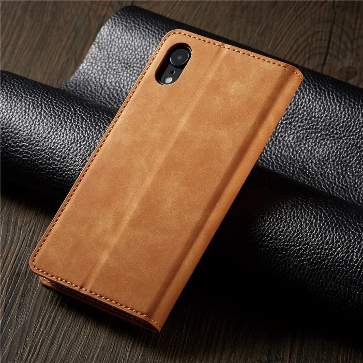 FORWENW Fantasy Series Silky Touch Leather Wallet Case for iPhone XR 6.1 inch - Brown