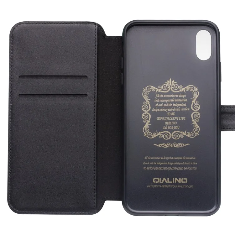 Caixa De Telefone Magnético De Couro De Couro Da Camada Superior Do Qialino Para O IPhone XR 6.1 Polegadas - Preto