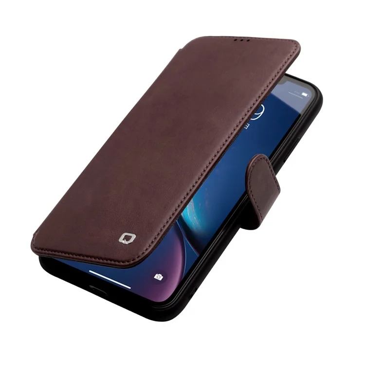 Qialino Camada Superior de Couro de Couro de Couro de Couro de Couro Magnético Capa Para Iphone xr 6,1 Polegadas - Café