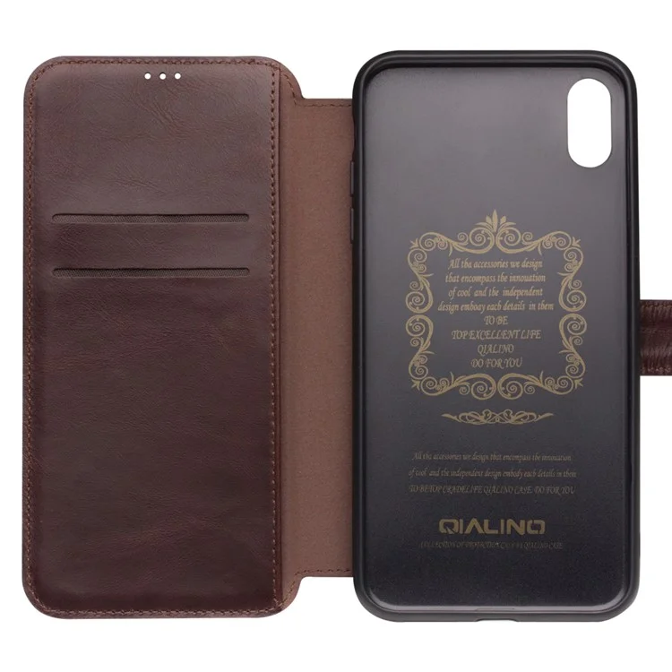 Qialino Camada Superior de Couro de Couro de Couro de Couro de Couro Magnético Capa Para Iphone xr 6,1 Polegadas - Café