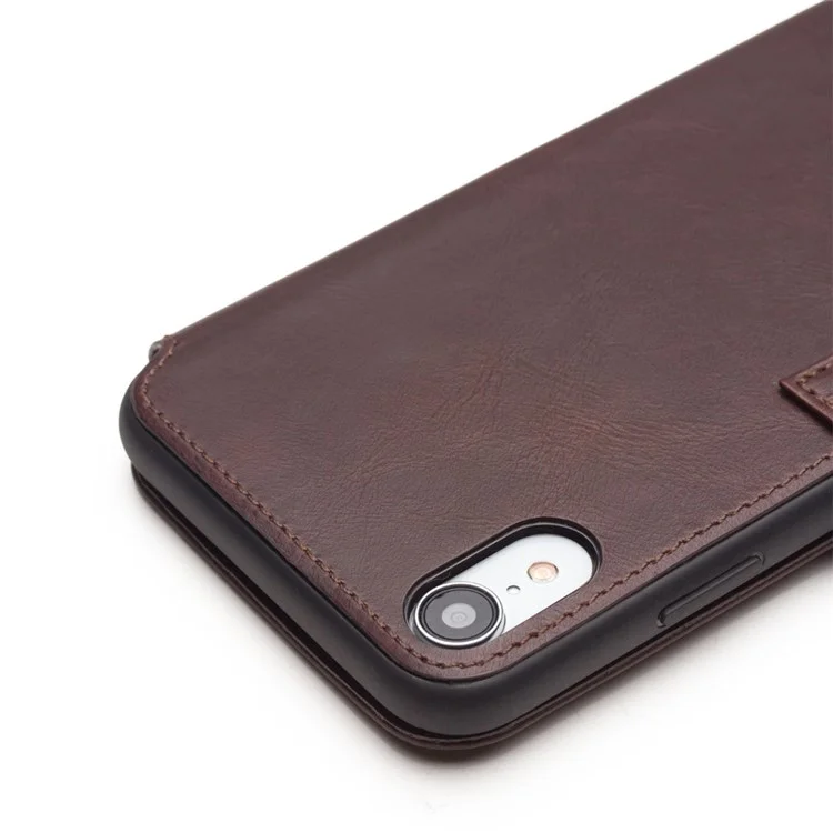 Qialino Camada Superior de Couro de Couro de Couro de Couro de Couro Magnético Capa Para Iphone xr 6,1 Polegadas - Café