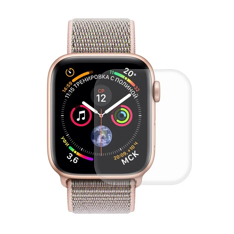 Hat Prince Per Apple Watch Series 5 4 44mm Case Protettivo TPU + 3D Fulling Clending HD Clear Piet Film. - Bianca