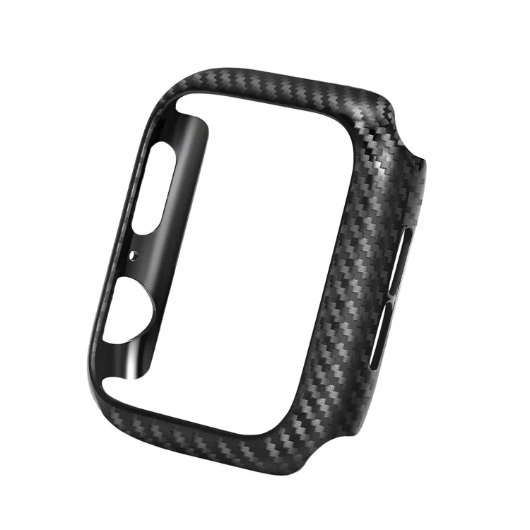 HAT PRINCE for Apple Watch Series 4 / 5 / 6 44mm / SE 44mm / SE (2022) 44mm Carbon Fiber Texture TPU Protective Case + 3D Full Size Curved Hot Bending HD Clear PET Film