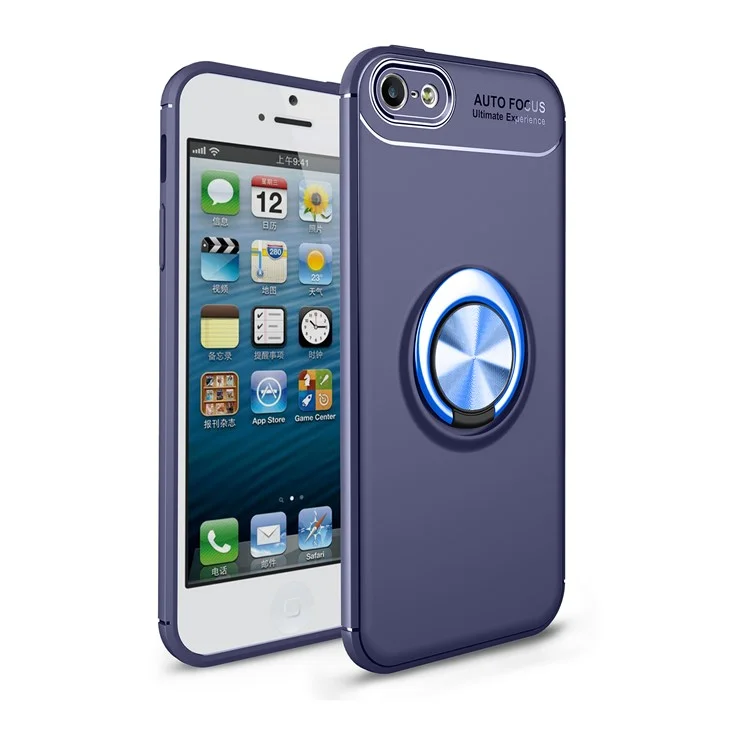 Lenuo Per IPhone SE / 5S / 5 Pollici Shell Protettive [Staffa Ad Anello In Metallo] Scheda In Metallo Magnetico Incorporato In Formato TPU - Blu