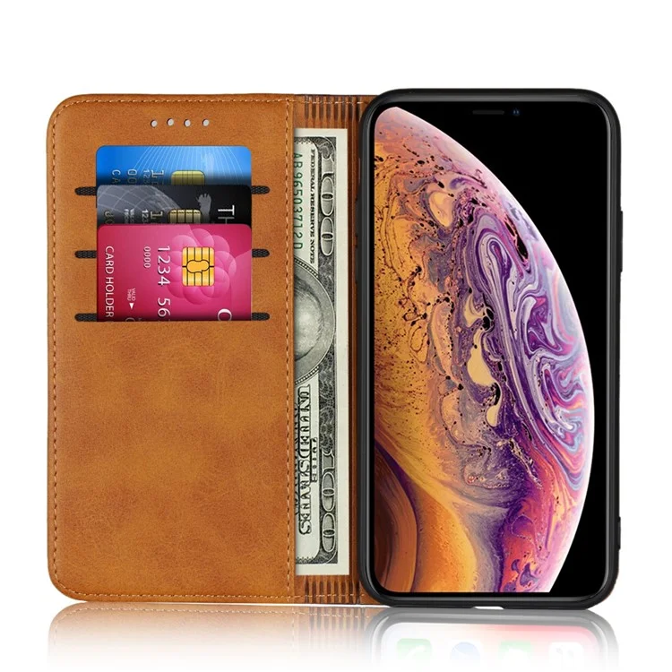 Bi-Color Splicing Magnetic Case Stand Leder Brieftasche Shell Für IPhone XS 5.8 Zoll - Braun