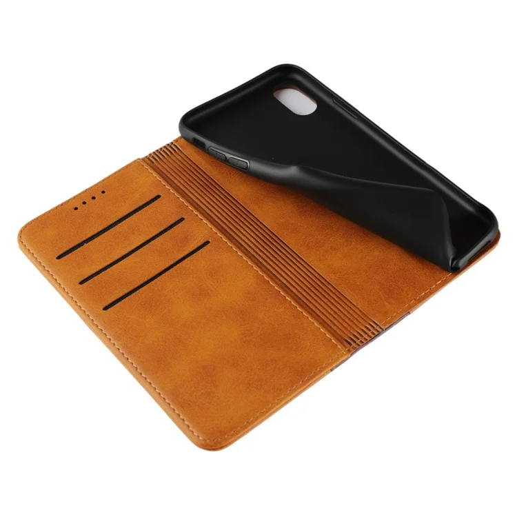 Bi-Color Splicing Magnetic Case Stand Leder Brieftasche Shell Für IPhone XS 5.8 Zoll - Braun