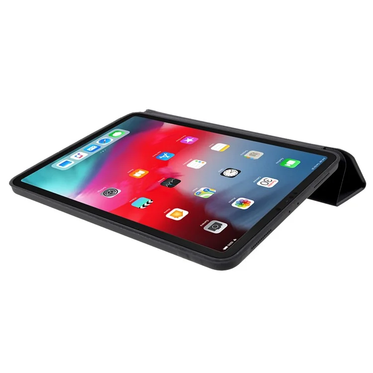 Tri-fold Stand Leather Flip Cover for iPad Pro 11-inch (2018) - Black