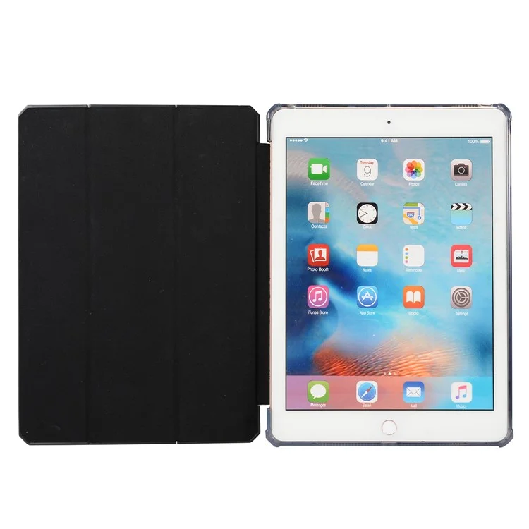 Anti-drop Tri-fold Stand PU Leather Tablet Shell Para Ipad 9.7 Pulgadas (2018) / 9.7 Pulgadas (2017) / Air 2 / Aire - Negro