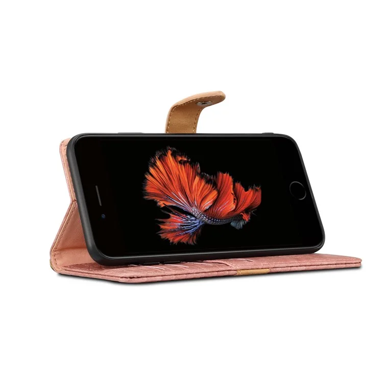 Textura de Cocodrilo Empalmante de Billetera de Cuero PU Stand Para Iphone 8 Más/7 Más 5.5 Pulgadas - Rosado