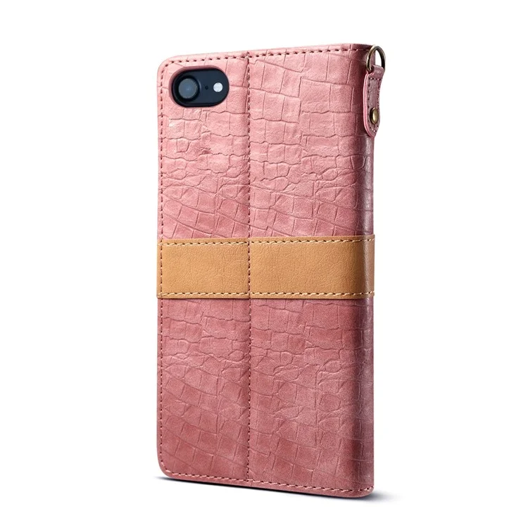 Crocodile Texture Splicing PU Leather Wallet Stand Cover for iPhone 7/8/SE (2020)/SE (2022) 4.7 inch - Pink