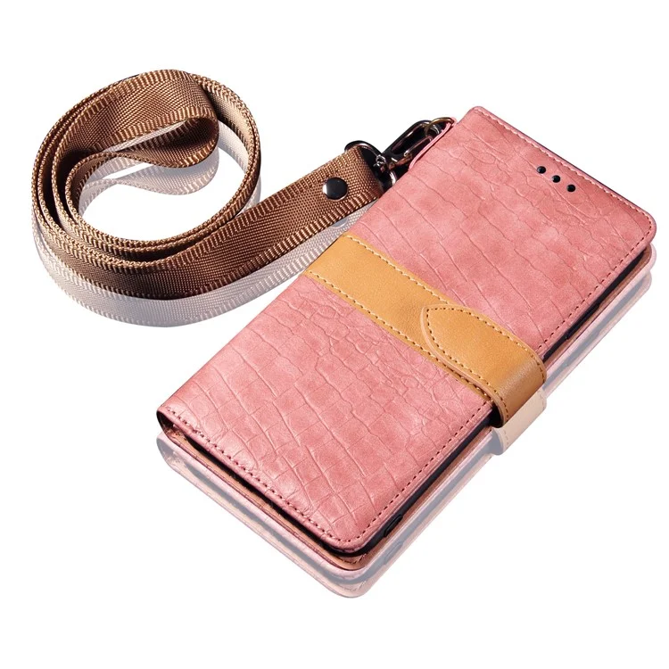 Crocodile Texture Splicing PU Leather Wallet Stand Cover for iPhone 7/8/SE (2020)/SE (2022) 4.7 inch - Pink