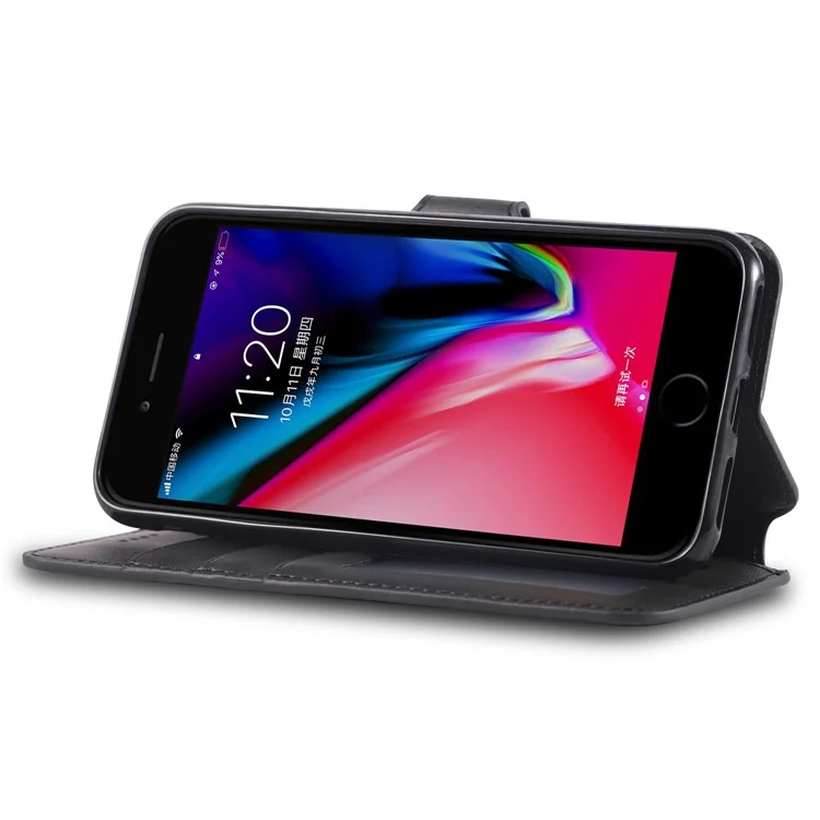 Case de Cuero de Billetera AZNS Para Iphone 7/8/SE (2020)/SE (2022) - Negro