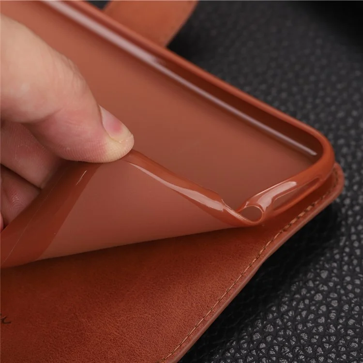 AZNS Wallet Ledertasche mit Ständer für iPhone XS 5,8 Zoll - Braun