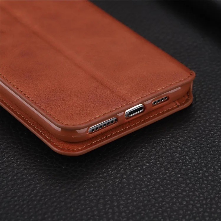 Azns Wallet Leather Stand Casting Para Iphone XS 5,8 Polegadas - Castanho