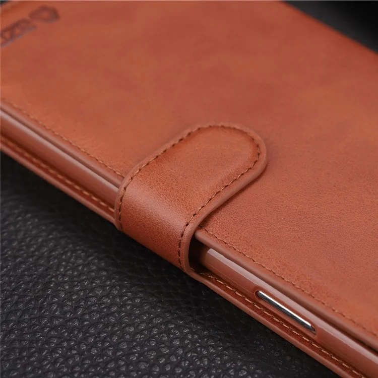 Azns Wallet Leather Stand Casting Para Iphone XS 5,8 Polegadas - Castanho