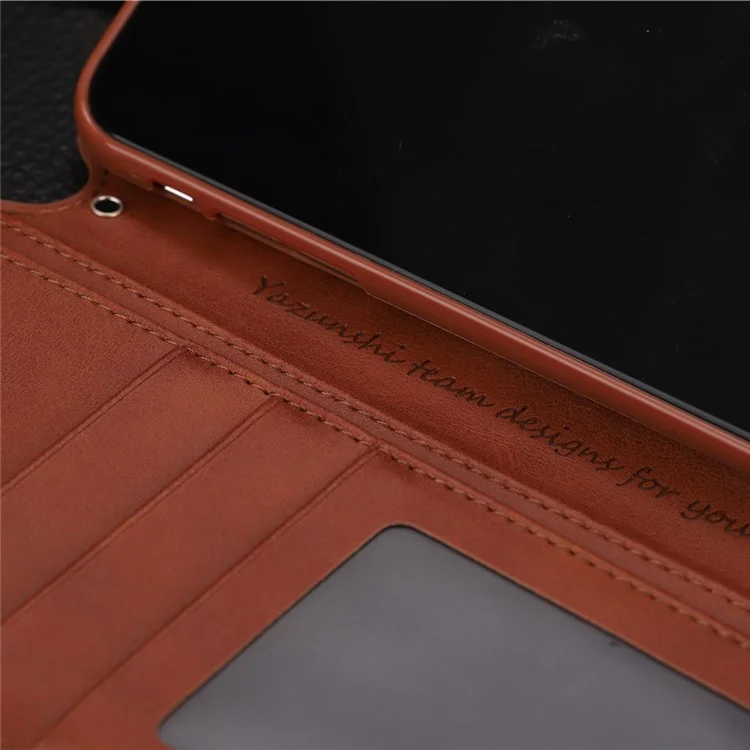 Azns Wallet le Cuir de Support de Support Pour Iphone xs 5,8 Pouces - Brun