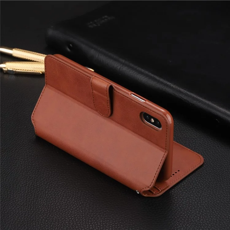 AZNS Wallet Ledertasche mit Ständer für iPhone XS 5,8 Zoll - Braun