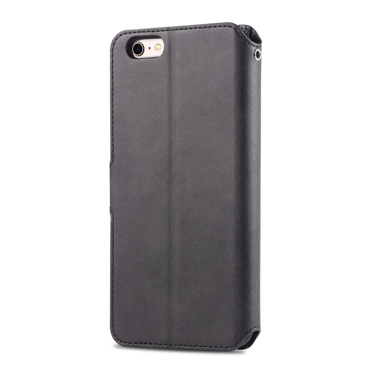 case de cuero azns [soporte de billetera] para iphone 6s / 6 4.7 pulgadas - negro