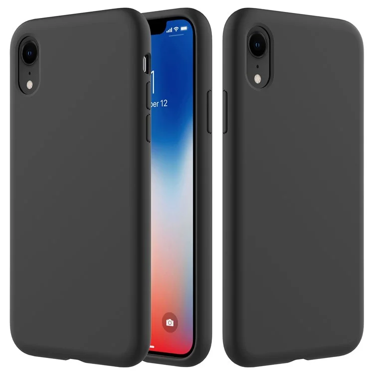 Aresto Enrolado Líquido Silicone Móvel Carcancing Para Iphone xr 6,1 Polegadas - Preto