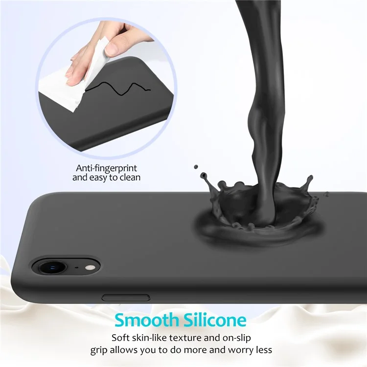 Aresto Enrolado Líquido Silicone Móvel Carcancing Para Iphone xr 6,1 Polegadas - Preto