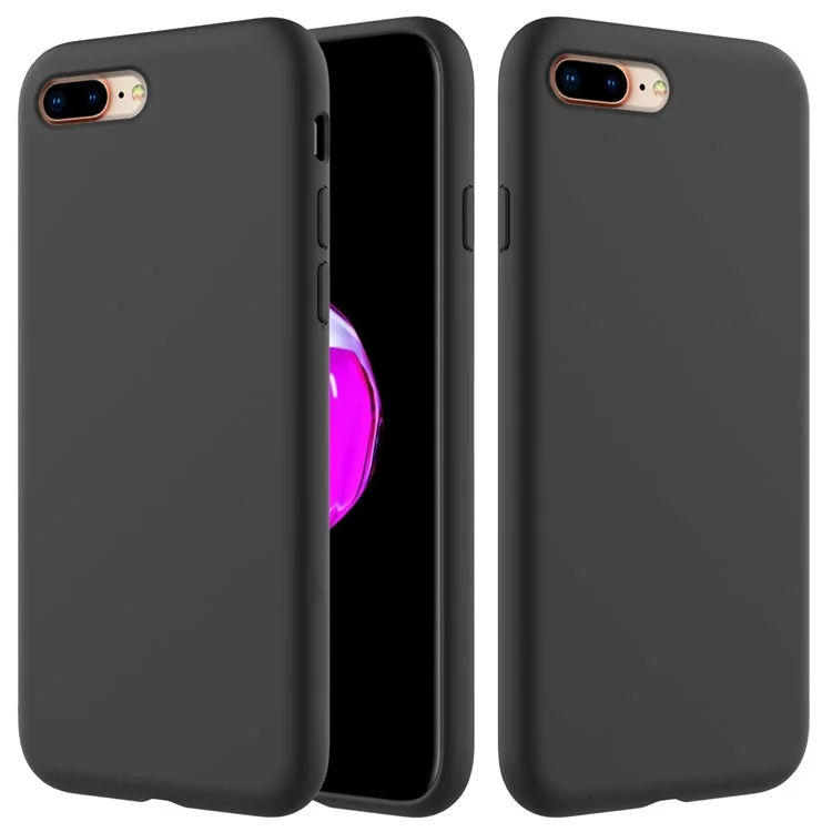 Étui Mobile en Silicone Liquide Enveloppé de Bord Pour Iphone 8 Plus / 7 Plus - le Noir