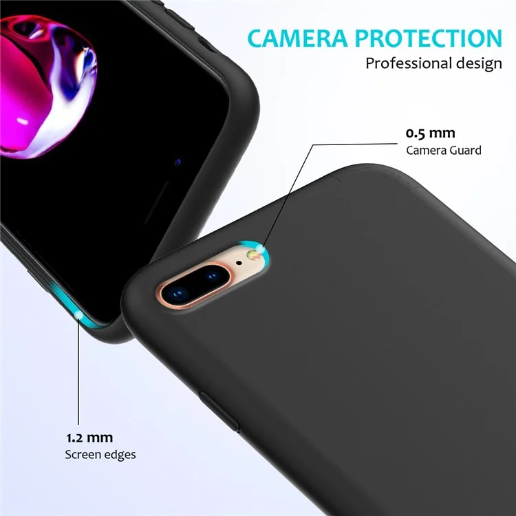 Case Móvil de Silicona Líquida Envuelta en Borde Para Iphone 8 Plus / 7 Más - Negro