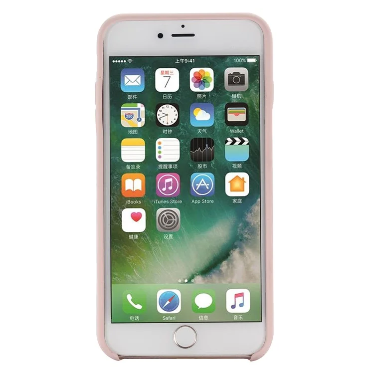 Coupage Mobile en Silicone Liquide Enveloppé de Bord Pour Iphone 8 Plus / 7 Plus - Rose