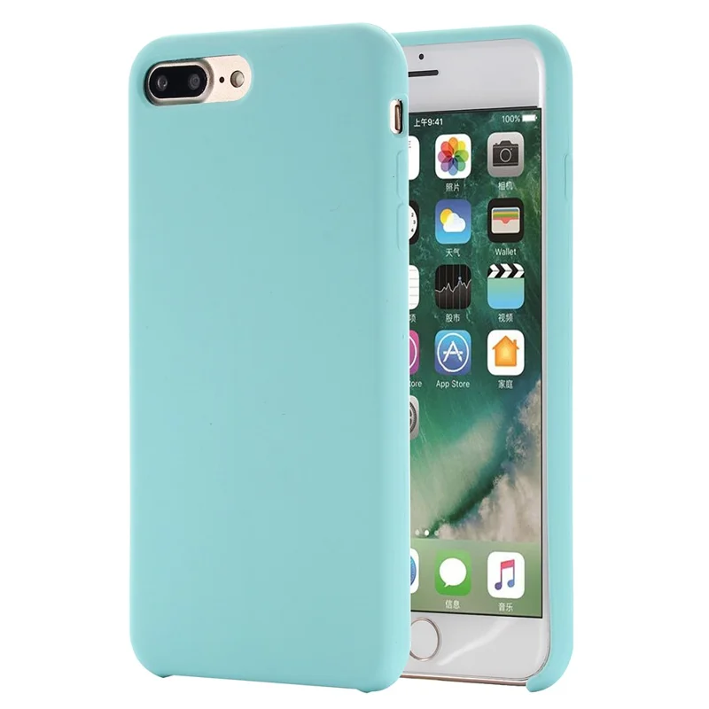 Edge Wrapped Liquid Silicone Protective Case for iPhone 8 Plus / 7 Plus - Cyan