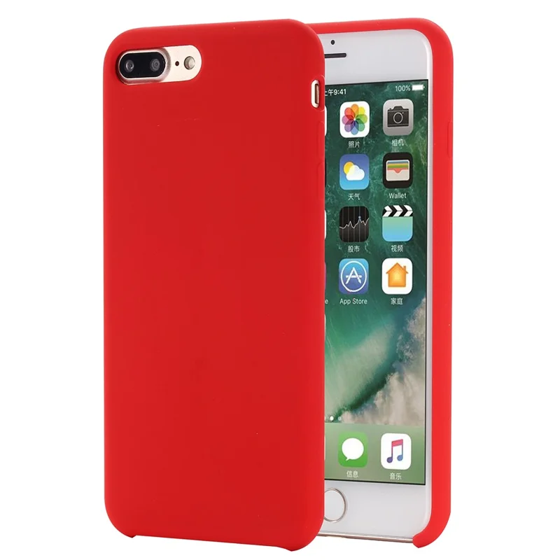 Edge Wrapped Liquid Silicone Protective Shell for iPhone 8 Plus / 7 Plus - Red