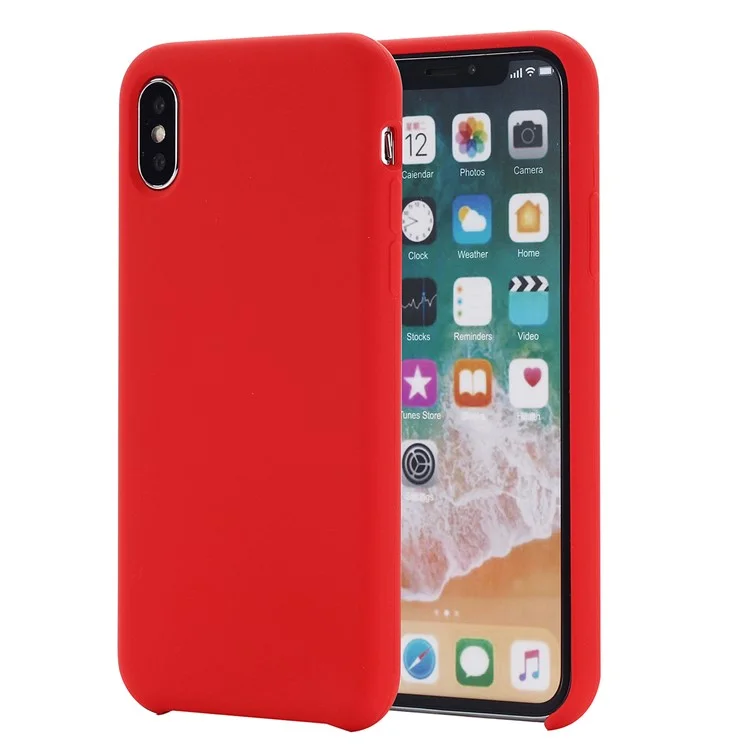 For iPhone XS 5.8 inch Good Protection Anti-scratch Edge Wrapped Liquid Silicone Case Soft Smartphone Cover Shell - Red