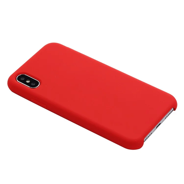 For iPhone XS 5.8 inch Good Protection Anti-scratch Edge Wrapped Liquid Silicone Case Soft Smartphone Cover Shell - Red