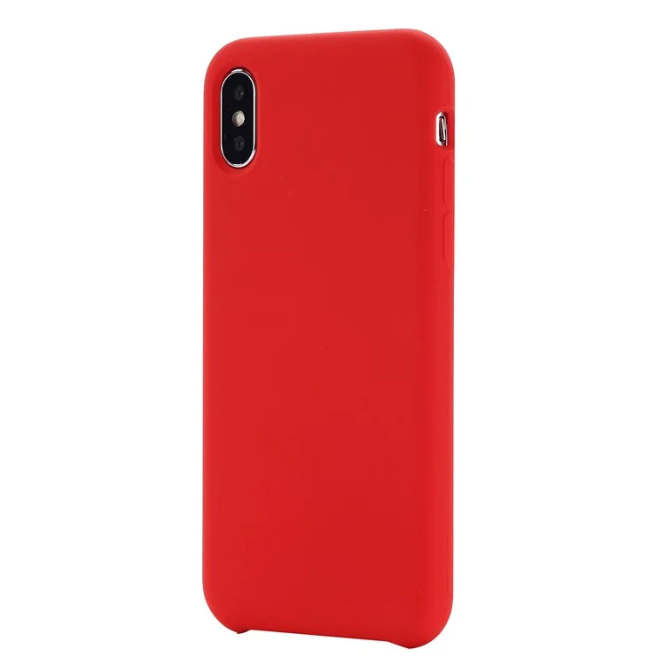 For iPhone XS 5.8 inch Good Protection Anti-scratch Edge Wrapped Liquid Silicone Case Soft Smartphone Cover Shell - Red