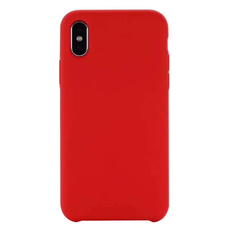 For iPhone XS 5.8 inch Good Protection Anti-scratch Edge Wrapped Liquid Silicone Case Soft Smartphone Cover Shell - Red