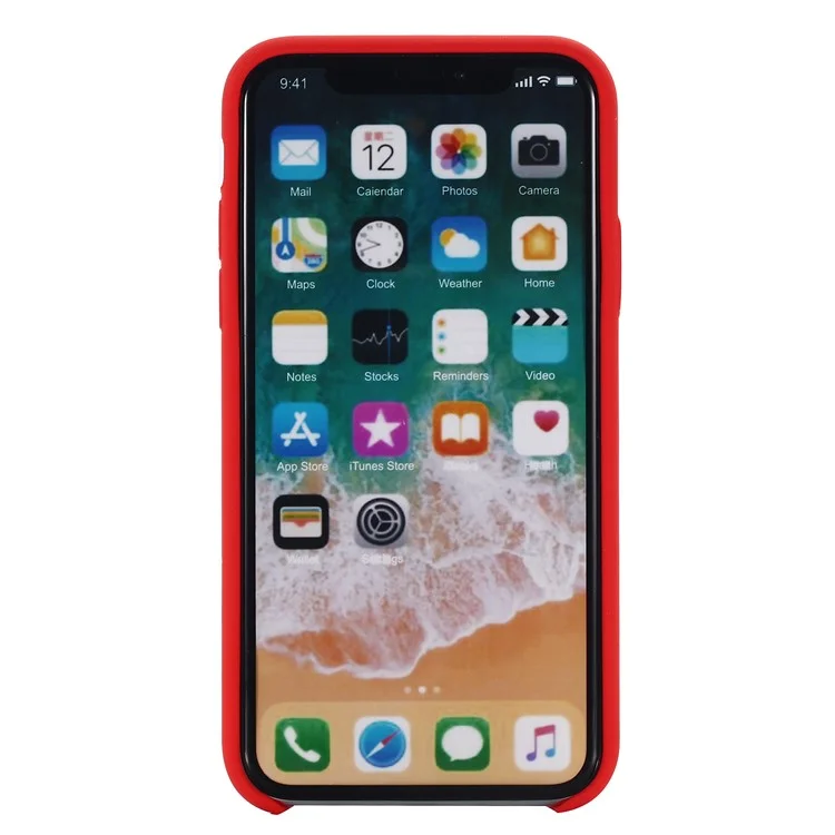 Para Iphone XS 5.8 Pulgadas Buena Protección Anti-srratch Edge Liquid Liquid Liquid Silicone Case Soft Smartphone Cover Shell - Rojo