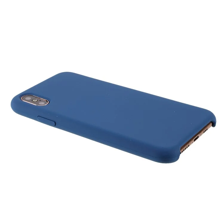 For iPhone XS 5.8 inch Good Protection Anti-scratch Edge Wrapped Liquid Silicone Case Soft Smartphone Cover Shell - Blue