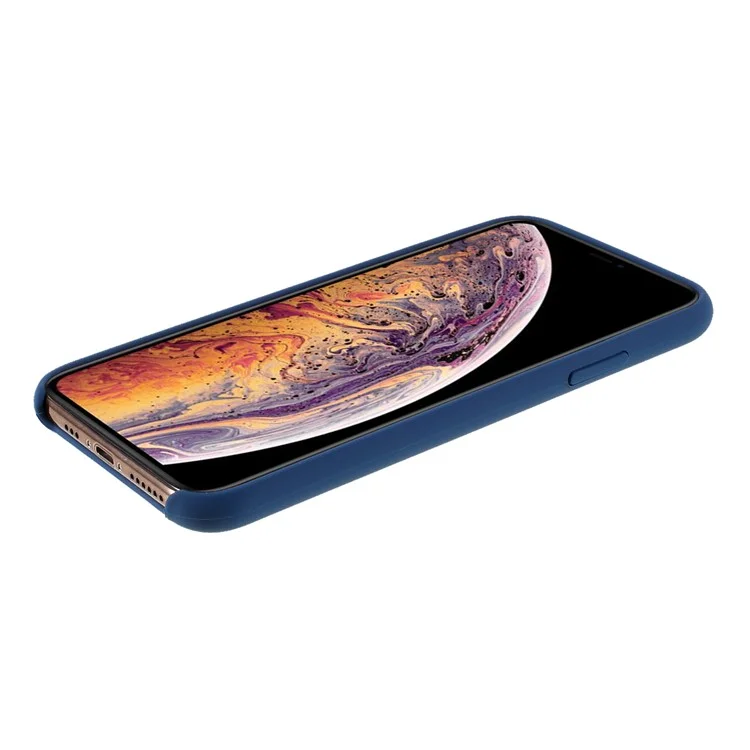 For iPhone XS 5.8 inch Good Protection Anti-scratch Edge Wrapped Liquid Silicone Case Soft Smartphone Cover Shell - Blue