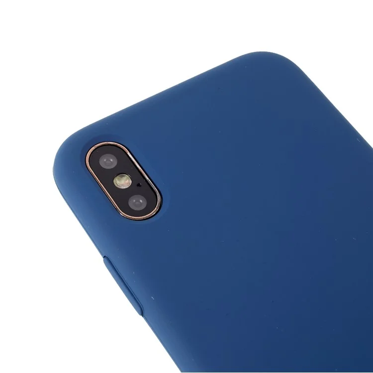 For iPhone XS 5.8 inch Good Protection Anti-scratch Edge Wrapped Liquid Silicone Case Soft Smartphone Cover Shell - Blue