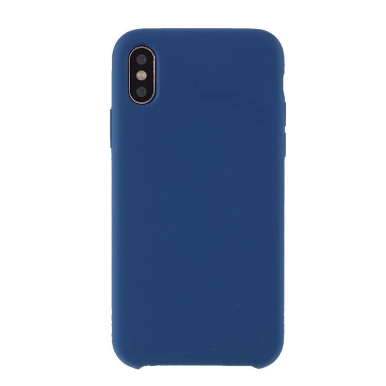 For iPhone XS 5.8 inch Good Protection Anti-scratch Edge Wrapped Liquid Silicone Case Soft Smartphone Cover Shell - Blue