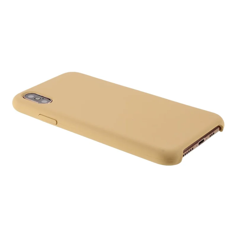 For iPhone XS 5.8 inch Good Protection Anti-scratch Edge Wrapped Liquid Silicone Case Soft Smartphone Cover Shell - Light Brown