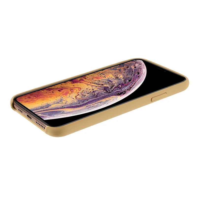 For iPhone XS 5.8 inch Good Protection Anti-scratch Edge Wrapped Liquid Silicone Case Soft Smartphone Cover Shell - Light Brown