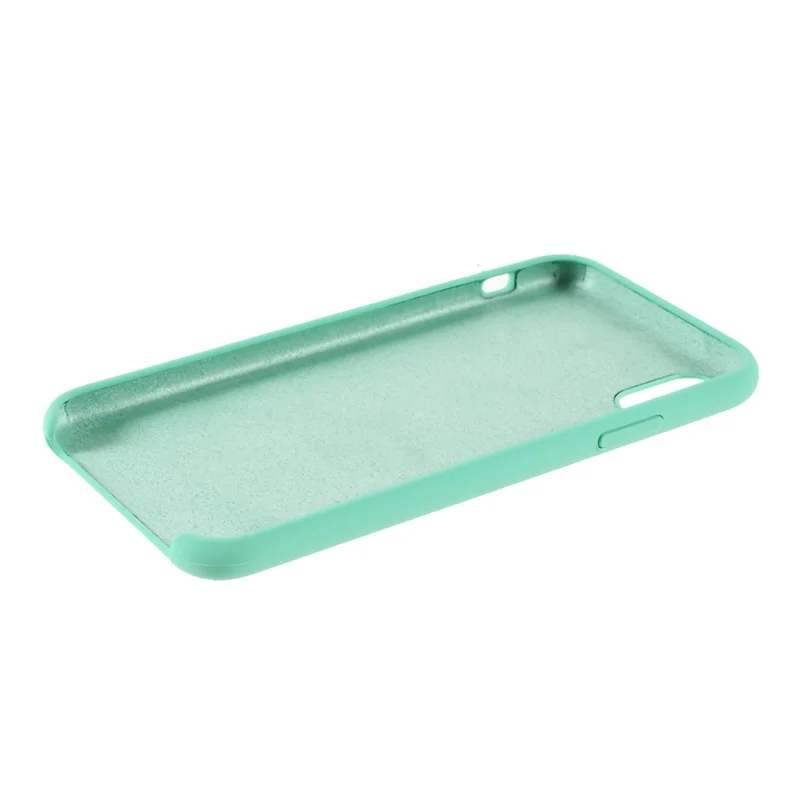 For iPhone XS 5.8 inch Good Protection Anti-scratch Edge Wrapped Liquid Silicone Case Soft Smartphone Cover Shell - Cyan