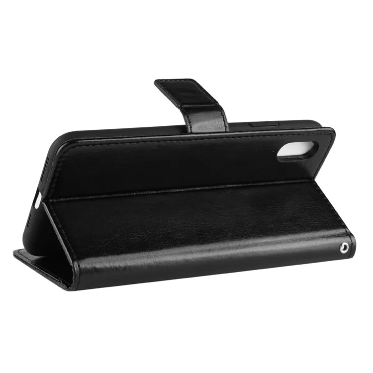 Crazy Horse Wallet Stand Leather Cover Shell for iPhone XS/X - Black