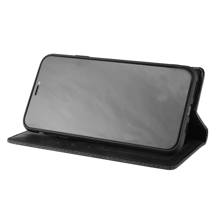 Vintage Style Leather Wallet Cover for iPhone XS Max 6.5 inch - Black