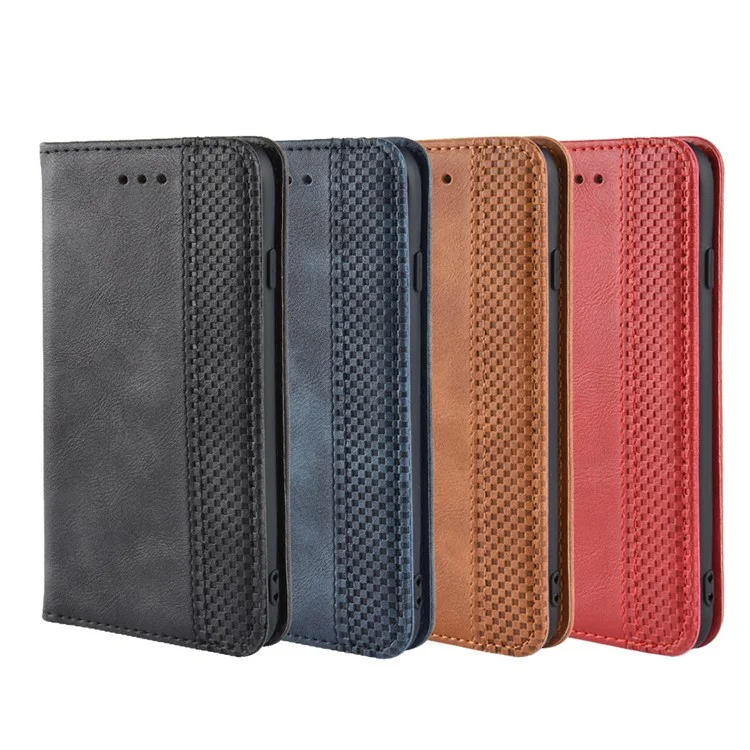 Para iPhone 7/8/SE (2020)/SE (2022) Vintage Style PU Leather Wallet Shell Cover Case con Soporte Plegable - Marrón