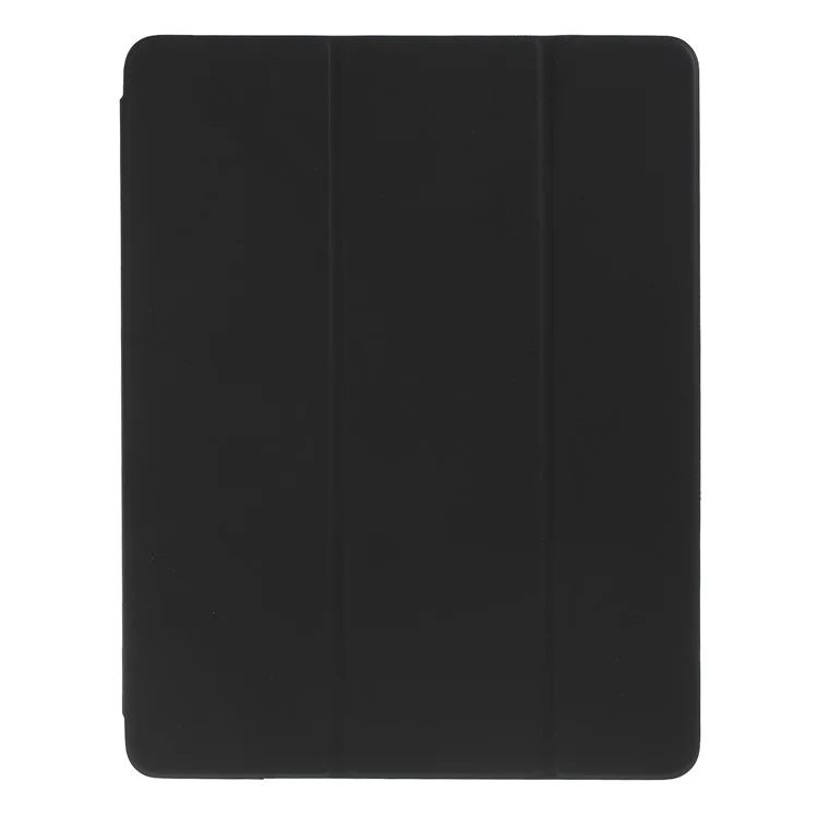 For Pad Pro 12.9-inch (2018) Tri-fold Stand Smart Folio Leather Magnetic Connection Cover - Black