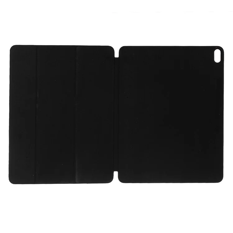 For Pad Pro 12.9-inch (2018) Tri-fold Stand Smart Folio Leather Magnetic Connection Cover - Black