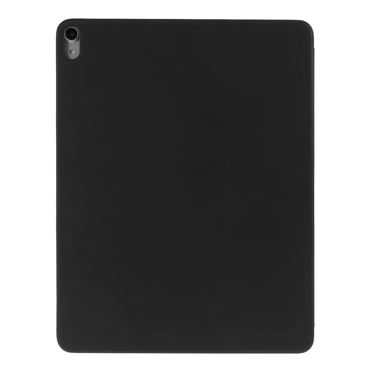 For Pad Pro 12.9-inch (2018) Tri-fold Stand Smart Folio Leather Magnetic Connection Cover - Black