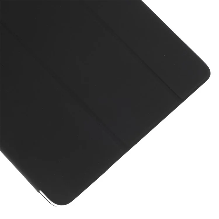 For Pad Pro 12.9-inch (2018) Tri-fold Stand Smart Folio Leather Magnetic Connection Cover - Black