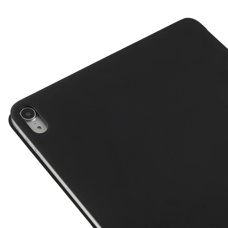 For Pad Pro 12.9-inch (2018) Tri-fold Stand Smart Folio Leather Magnetic Connection Cover - Black