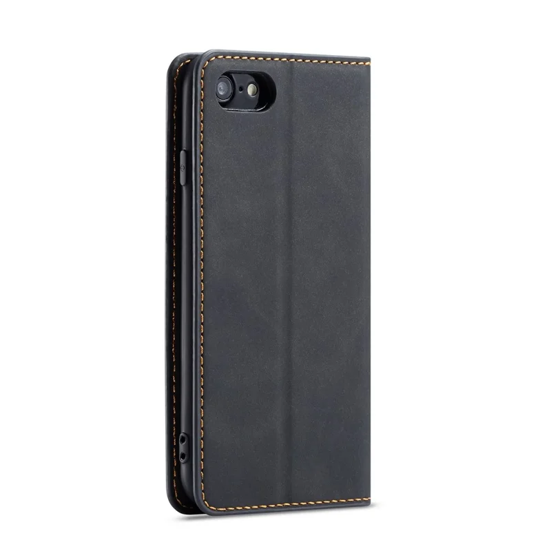 FORWENW Fantasy Series Silky Touch Leather Wallet Cover for iPhone 7/8/SE (2020)/SE (2022) - Black